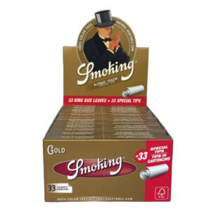 120013 Smoking Gold King Size Rolling Papers + Tips