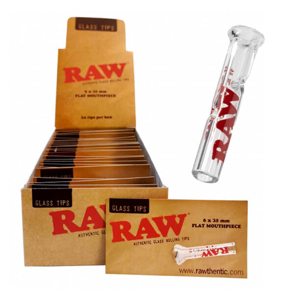 190018 RAW Glass Tips Individually Packed (24pcs/display)