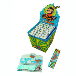 11007 Monkey King Blue Splash Touch and Smell Rolling Papers with Tips (24 pcs)