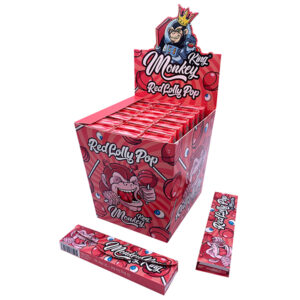 11004 Monkey King Red Lolly Pop Touch and Smell Rolling Papers with Tips (24 pcs)