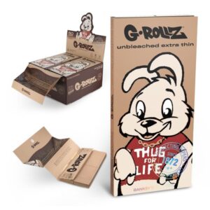 70045 G-Rollz | Banksy’s Graffiti ‘Thug For Life’ Unbleached – 50 KS Papers + Tips & Tray (16/Display)
