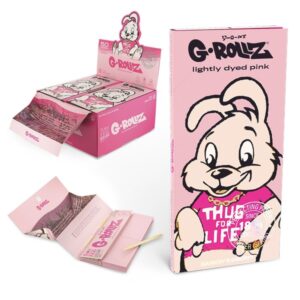 70047 G-Rollz | Banksy’s Graffiti ‘Thug for Life’ Pink – 50 KS Slim Papers + Tips & Tray (16 Booklets Disp