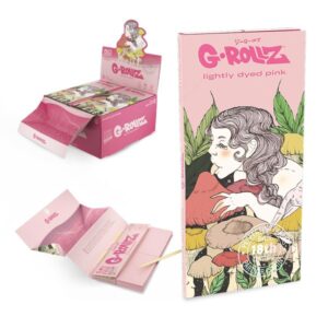70062 G-Rollz | Collector ‘Mushroom Lady’ Pink – 50 KS Slim Papers + Tips & Tray (16 Booklets Display)