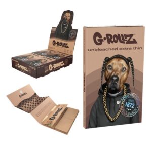 70058 G-Rollz | Pets Rock ‘Rap’ Unbleached – 50 1 1/4 Papers + Tips & Tray (16/Display)